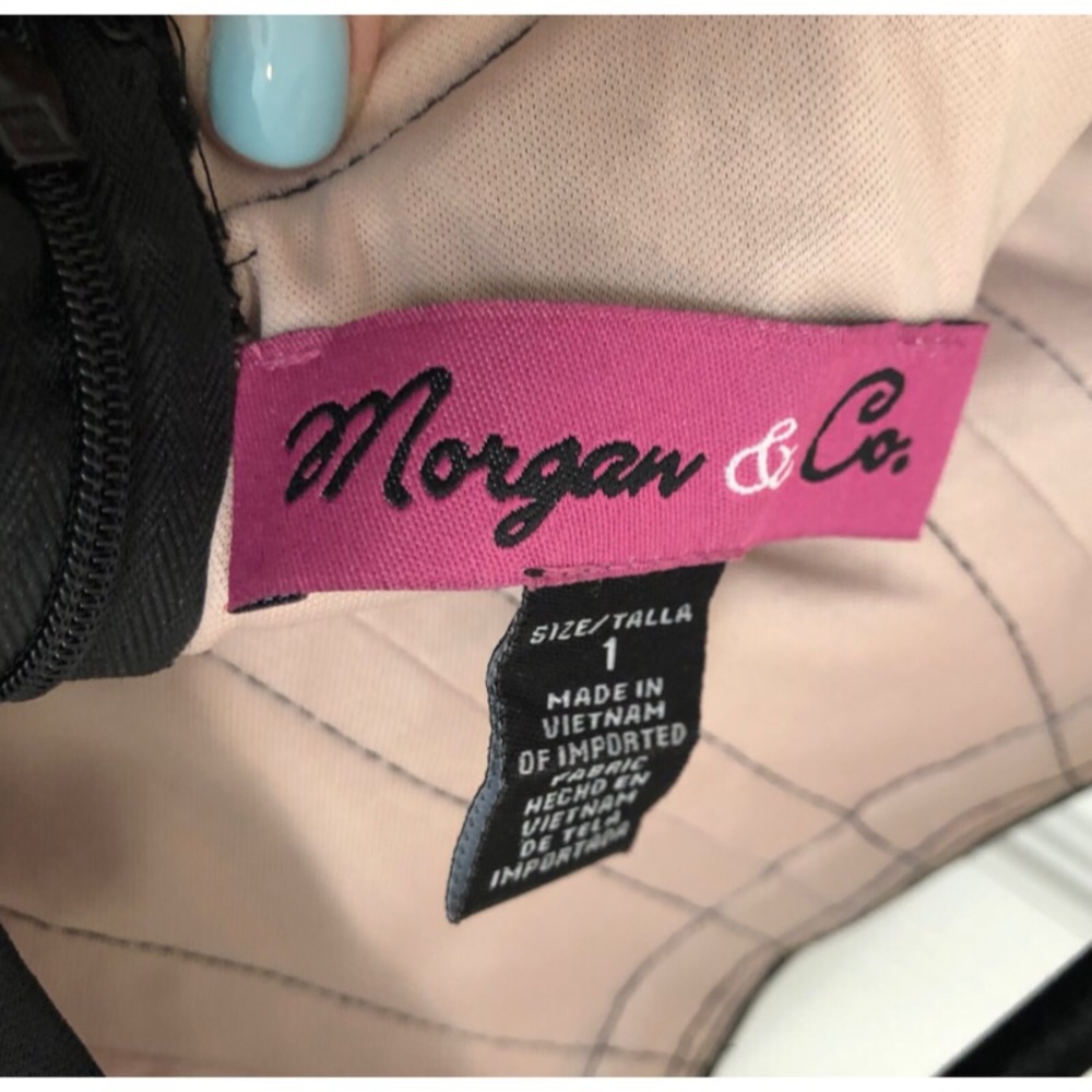 Morgan & Co. Black Lace Chiffon-Overlay Dress - Picture 6 of 8